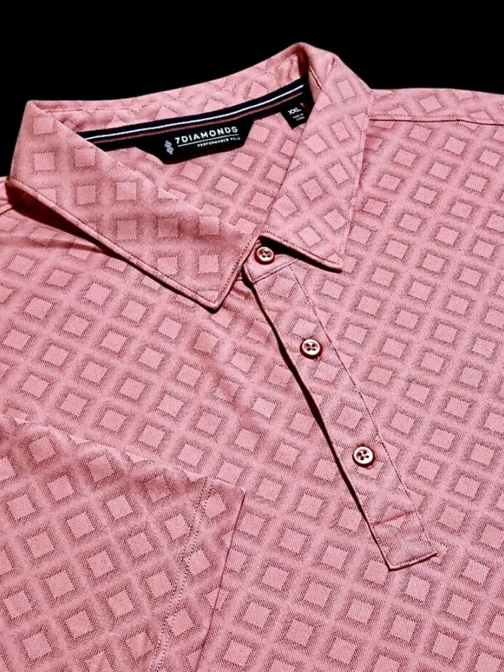 NEW 7 Diamonds Men's Nassau Diamond Print XXL Performance Pima Cotton Polo Shirt